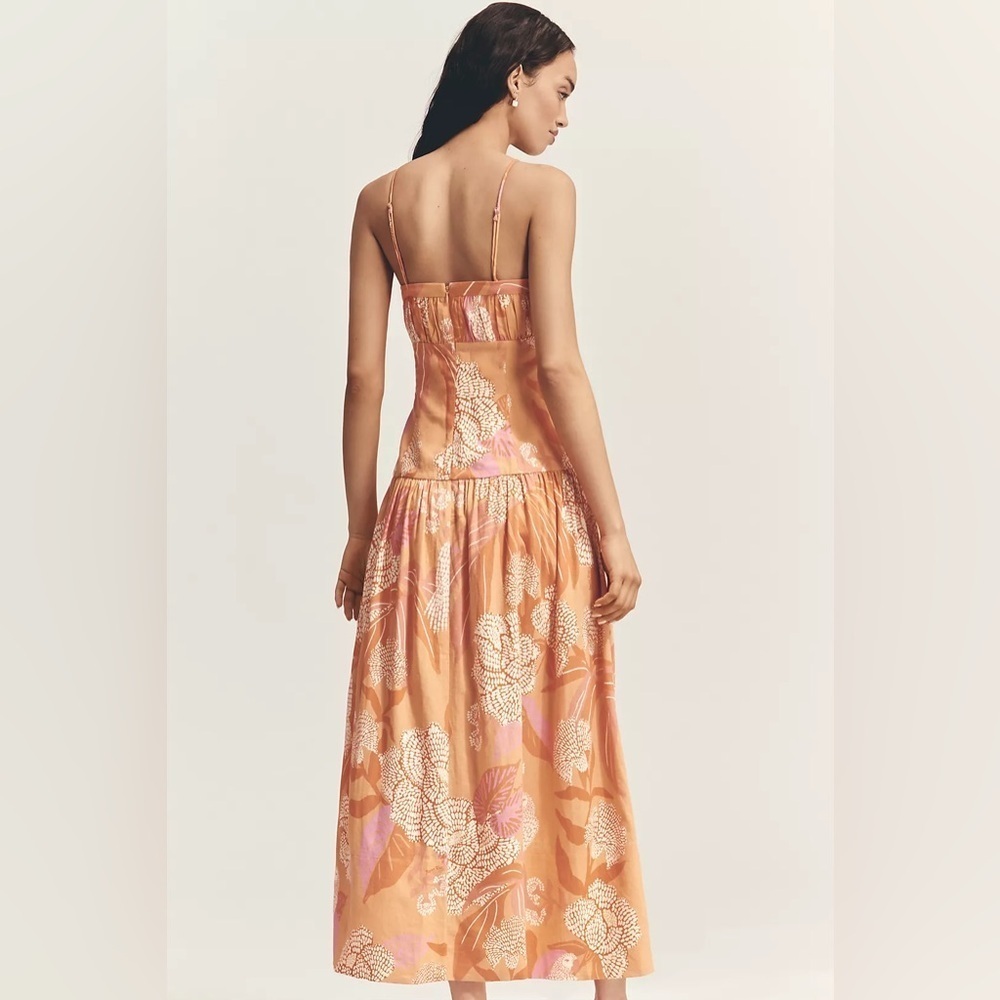 NWT Farm Rio x Anthropologie Linen Blend Strapless Drop-Waist Maxi Dress - Picture 3 of 8